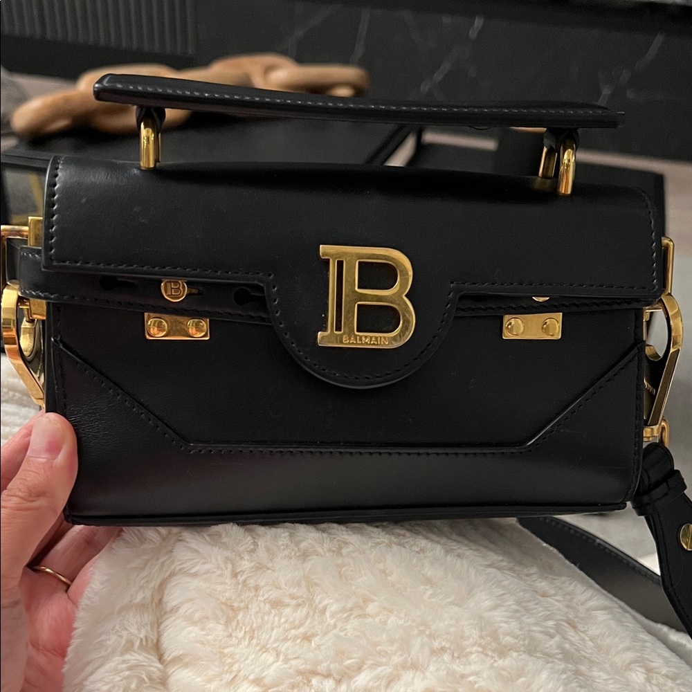Balmain Mini Bag in Black with Gold Details